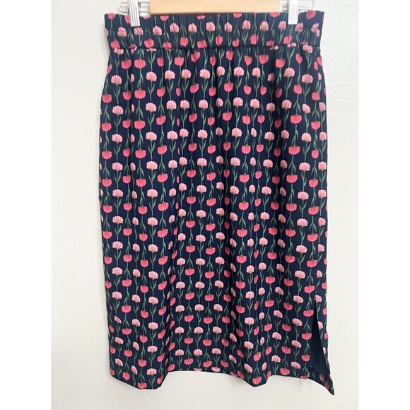 NWOT J Crew Factory Womens Navy Floral Pull On Pencil MIDI Skirt Small - Picture 3 of 10